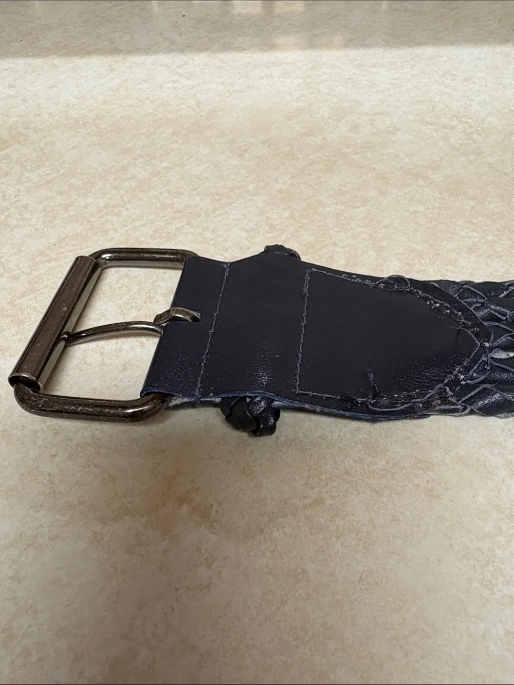 Blue Braided Women's Belt with Heart Buckle